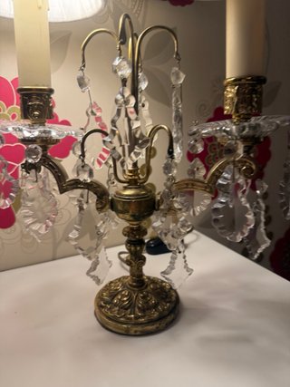 Lámparas de mesa bronce y cristal antiguas