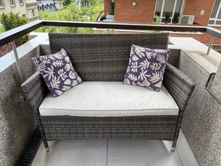 Conjunto terraza mimbre y cristal