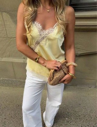Blusa Indefir S encaje amarillo