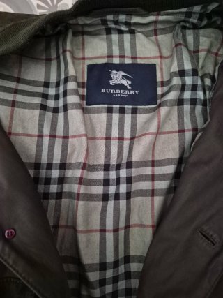 Giacca Burberry Pelle verde oliva. Taglia L.