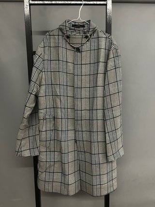Cappotto Zara a quadri grigio e blu Taglia L