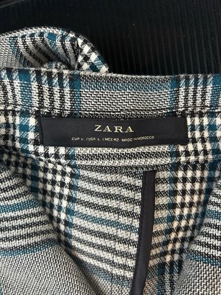 Cappotto Zara a quadri grigio e blu Taglia L