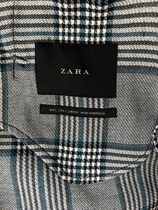 Cappotto Zara a quadri grigio e blu Taglia L