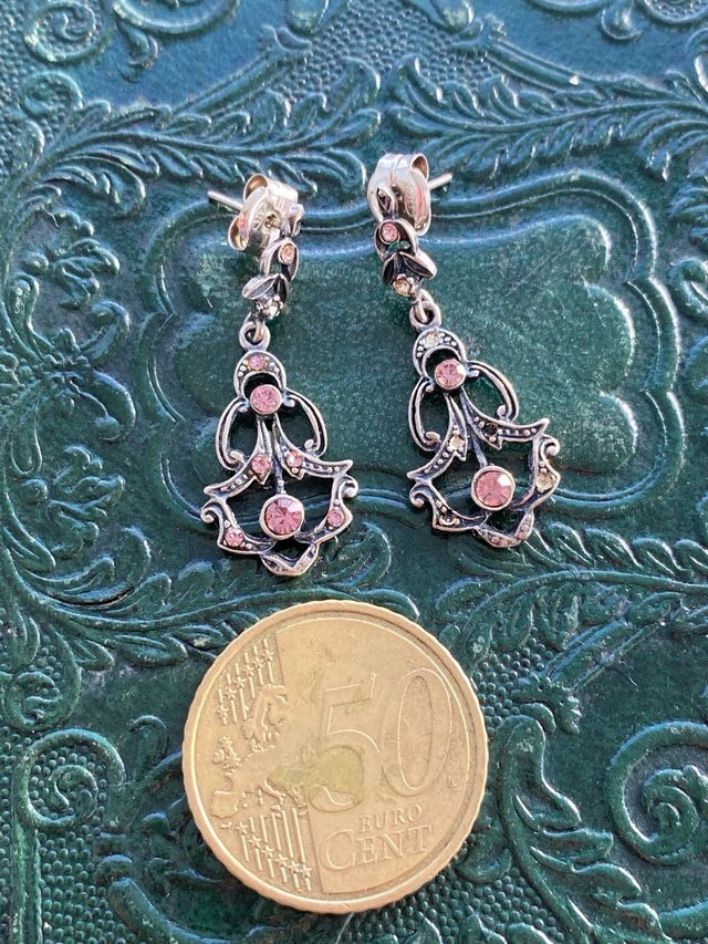 Preciosos pendientes antiguos plata y brillantes
