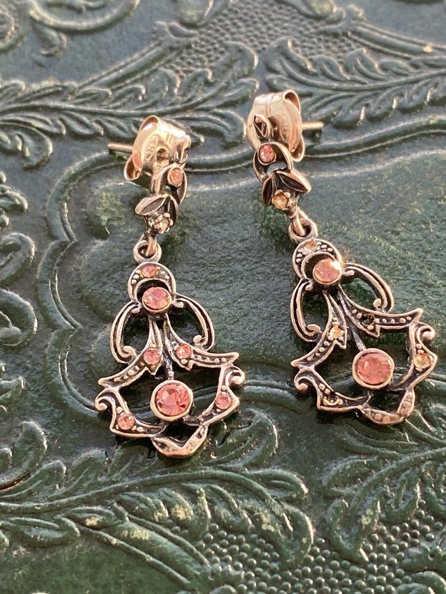 Preciosos pendientes antiguos plata y brillantes
