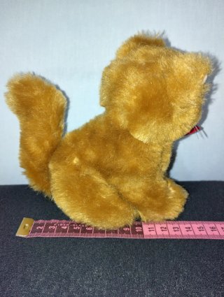 Peluche Gatto Marrone con Fiocco Rosso