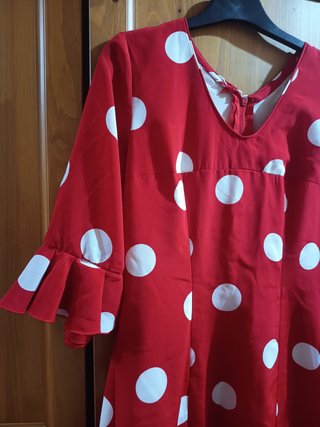 Traje Flamenca Rojo Lunares Blancos
