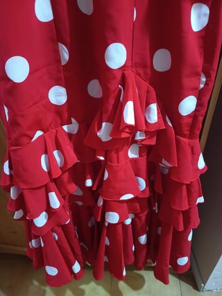 Traje Flamenca Rojo Lunares Blancos