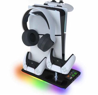Base Carga PS5 con Soporte y Luces LED