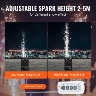 Máquina de Chispas Frías, Controlador de Fuegos Artificiales de 700W, Altura Ajustable de 6.6-16.4ft, con Sistema DMX Avanzado, Pantalla LED, Mango Portátil, Aleación de Aluminio de Alta Resistenc...