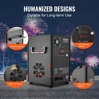 Máquina de Chispas Frías, Controlador de Fuegos Artificiales de 700W, Altura Ajustable de 6.6-16.4ft, con Sistema DMX Avanzado, Pantalla LED, Mango Portátil, Aleación de Aluminio de Alta Resistenc...