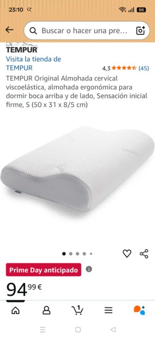 Almohada Cervical Tempur Talla S