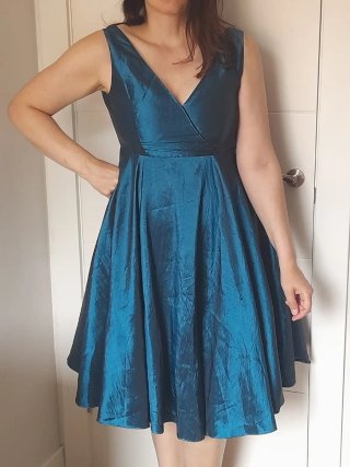 Vestido Adolfo Dominguez Costura T-42 VerdeAzulado