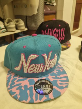 Gorra New York Rosa y Turquesa
