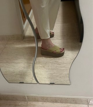 Sandalias de esparto beige/verde lima