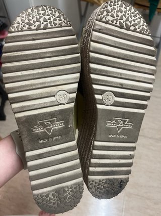 Sandalias de esparto beige/verde lima