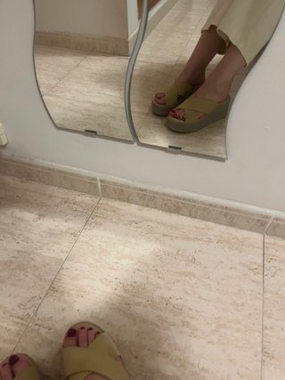 Sandalias de esparto beige/verde lima