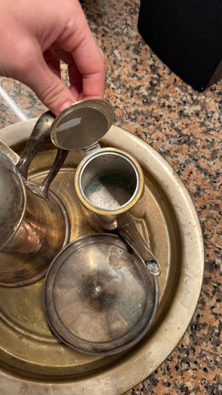 Juego Vintage Bandeja y Cafetera Plateada