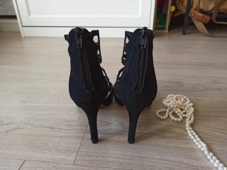 Sandalias Unisa Negras Tacon Usadas Una Vez