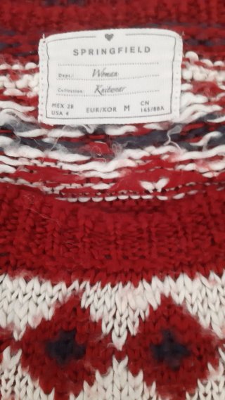 Jersey de punto rojo y blanco