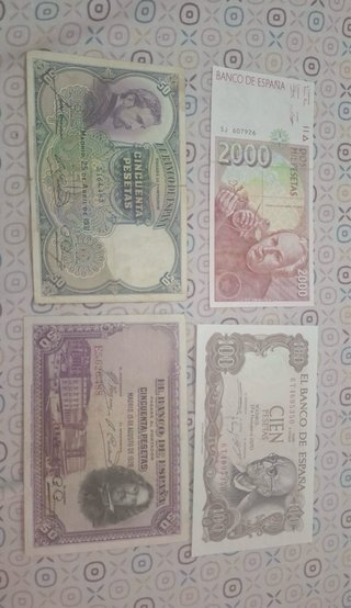 Lote 4 Billetes Antiguos Pesetas España