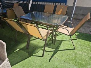 Mesa cristal terraza y 6 sillas