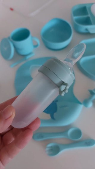 Juego Vajilla Silicona Bebé Ballena Azul
