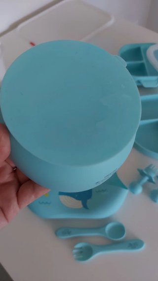 Juego Vajilla Silicona Bebé Ballena Azul