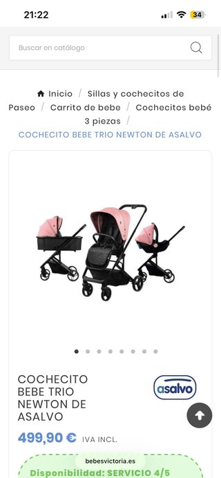 Cochecito Bebé Trío Asalvo Newton rosa