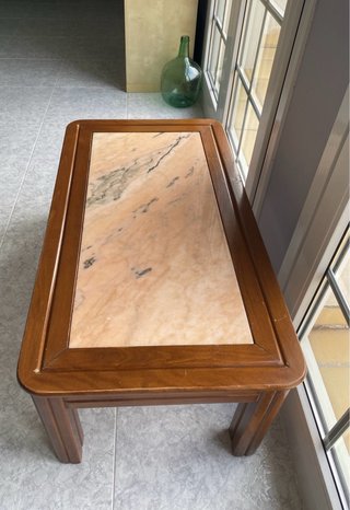 Tavolo ausiliario in legno e marmo