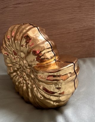 Bolso Clutch Zara Metálico Concha Dorado