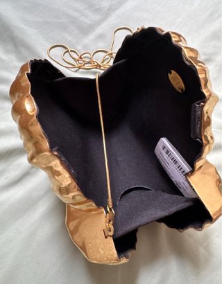 Bolso Clutch Zara Metálico Concha Dorado