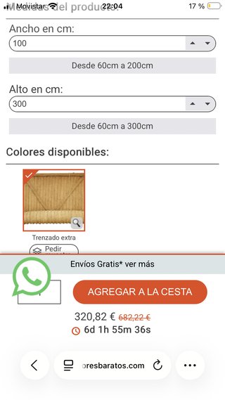 Cortina de esparto 100x200
