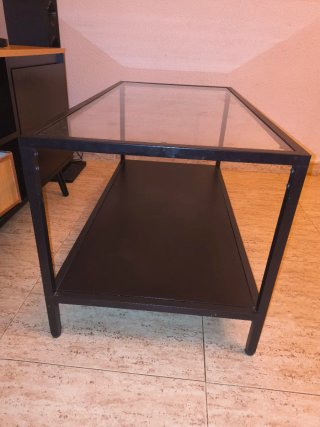 Mesa de centro cristal y metal