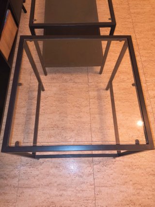 Mesa de centro cristal y metal