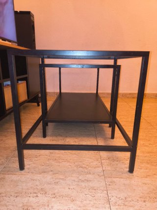 Mesa de centro cristal y metal