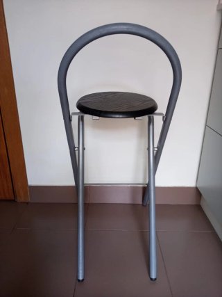 1 Taburete Alto, Madera y Acero, Plegable