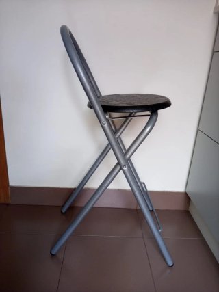 1 Taburete Alto, Madera y Acero, Plegable