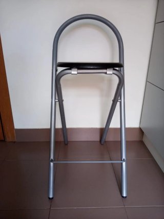 1 Taburete Alto, Madera y Acero, Plegable