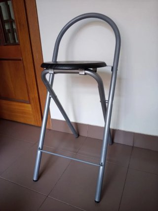1 Taburete Alto, Madera y Acero, Plegable