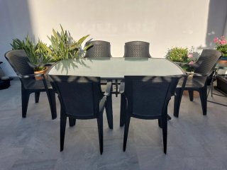 Tavolo da giardino con 6 poltrone
