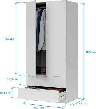 Habitdesign armario juvenil blanco 2 puertas