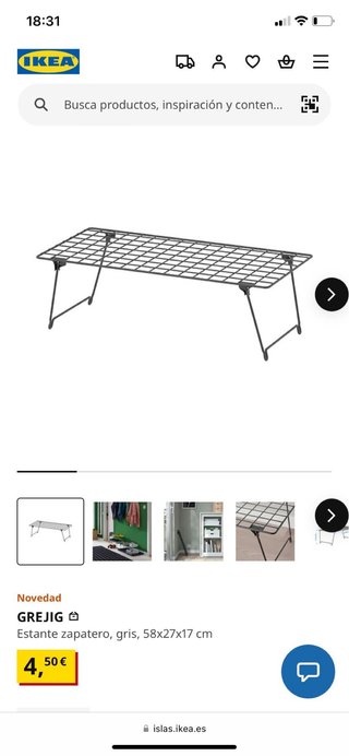 Estante zapatero GREJIG IKEA gris