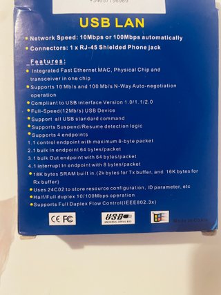 Lote 3 adaptadores USB a RJ45 hembra azul red LAN