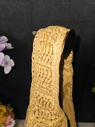 Bolso hombro rafia crochet beige hobo, nuevo