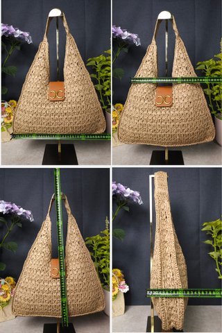 Bolso hombro rafia crochet beige hobo, nuevo