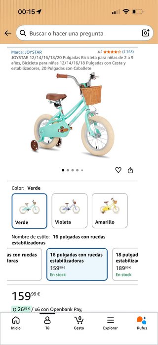 Bicicleta JOYSTAR 16 Mint
