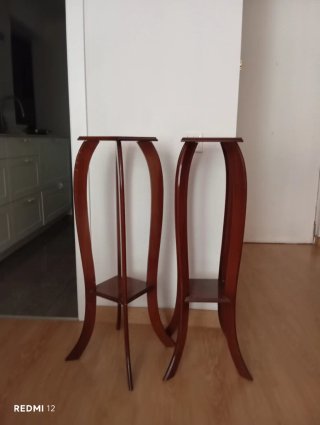 2 Mesas Auxiliares Madera Maciza