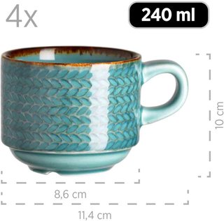 Juego vajilla café porcelana vintage azul