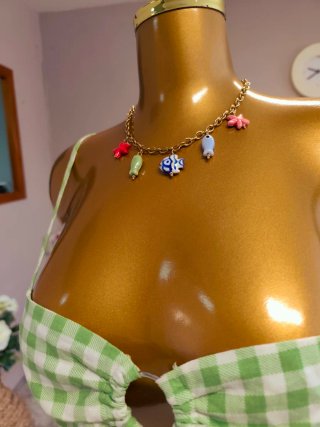 Collar cadena acero con peces y estrellas